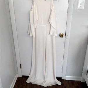 Sugar + Lips White Jumpsuit Off The Shoulder